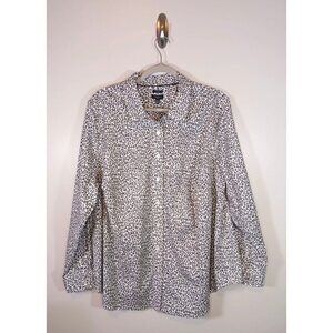 Talbots Leopard Print‎ Mob Wife Non-Iron Long Sleeve Stretch Blouse Size 20W